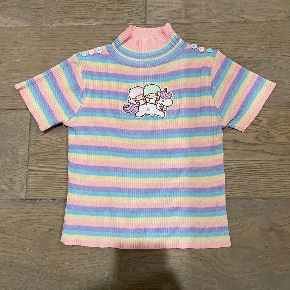 Custom LITTLE TWIN STARS rainbow pastel knit top - Picture 2 of 8
